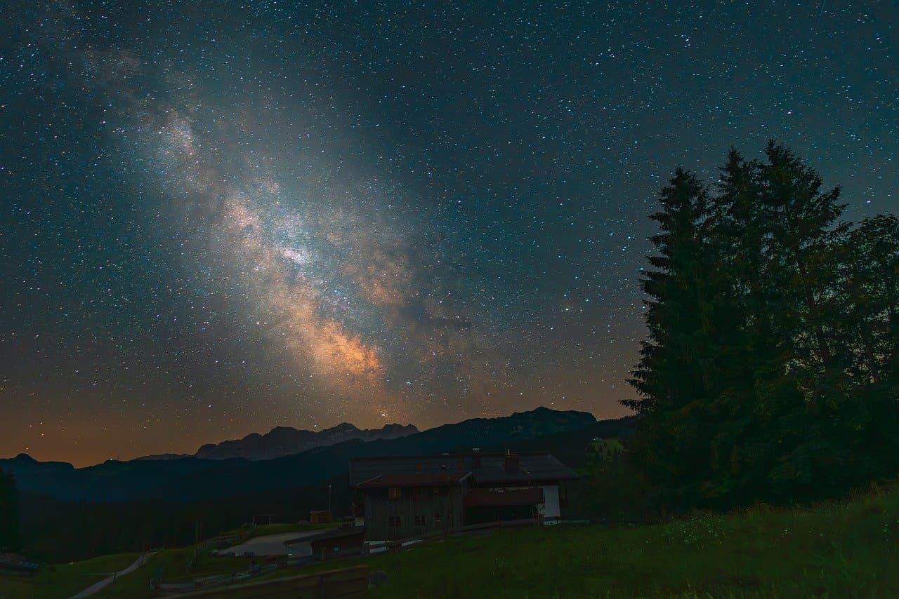 milky way, universe, stars, night sky, galaxy, heaven, cosmos, starry sky, star park, winklmoosalm, chiemgau alps, upper bavaria [pid:9767930]