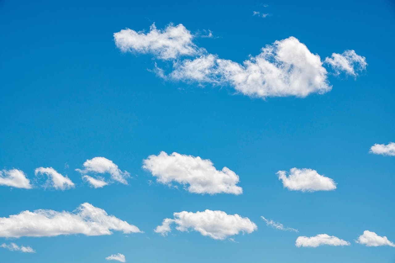 sky, clouds, atmosphere, weather, blue sky, white clouds, nature, shapes [pid:7158340]