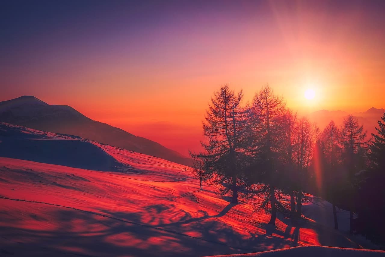 sunset, mountains, trees, silhouettes, conifers, coniferous, tree silhouettes, dusk, twilight, sunrise, dawn, highlands, mountain landscape, landscape, nature, snow landcape, snowy, winter, wintry, alps, alpine, italy, sky, clouds, snow, outdoors, country, rural, sunset, sunset, mountains, sunrise, landscape, nature, winter, winter, winter, winter, winter, snow [pid:2080072]