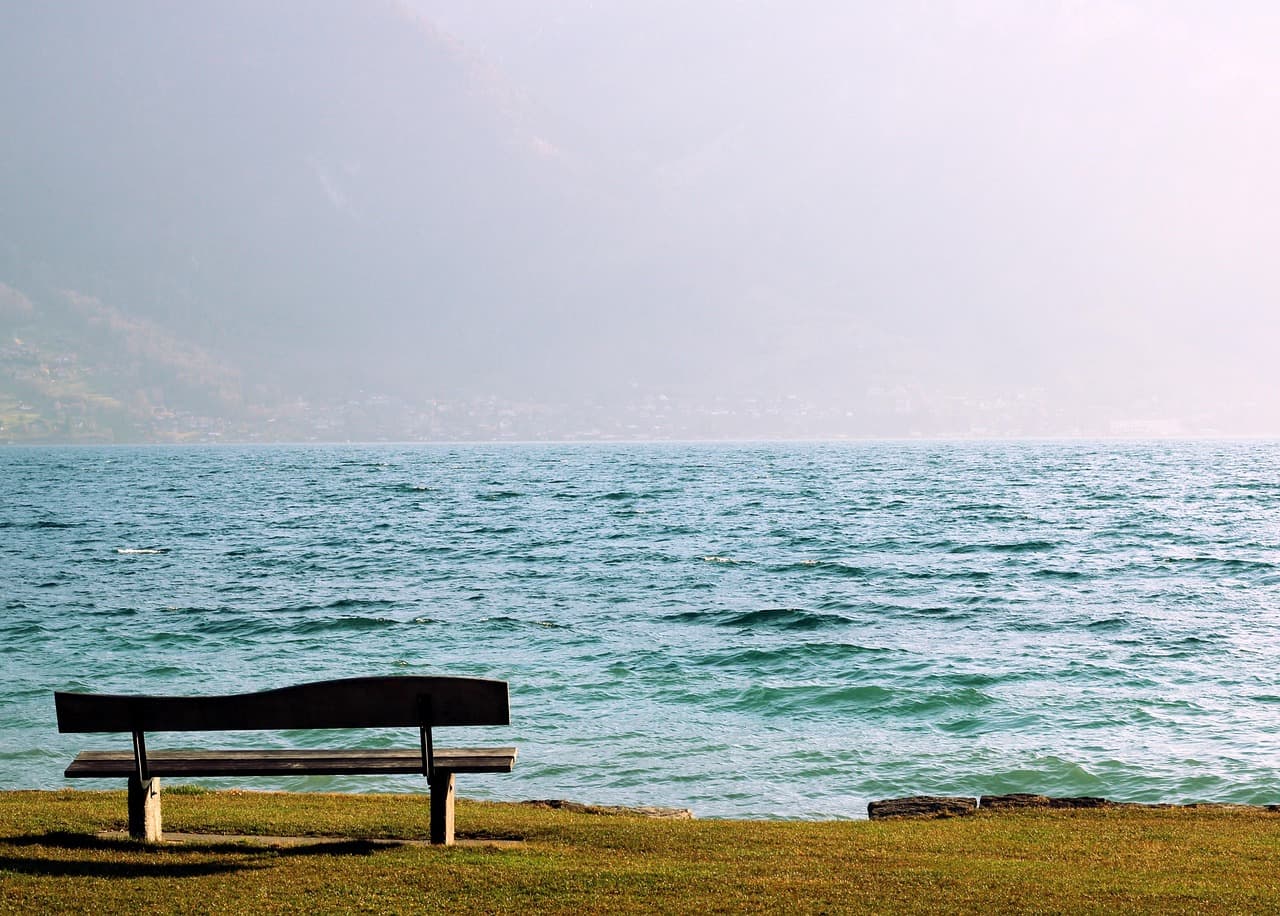 wooden bench, seat, sea, ocean, water, delay, calm, landscape, outdoors, nature, relaxation, deceleration, hd background, sea, delay, calm, calm, calm, calm, calm [pid:7110299]