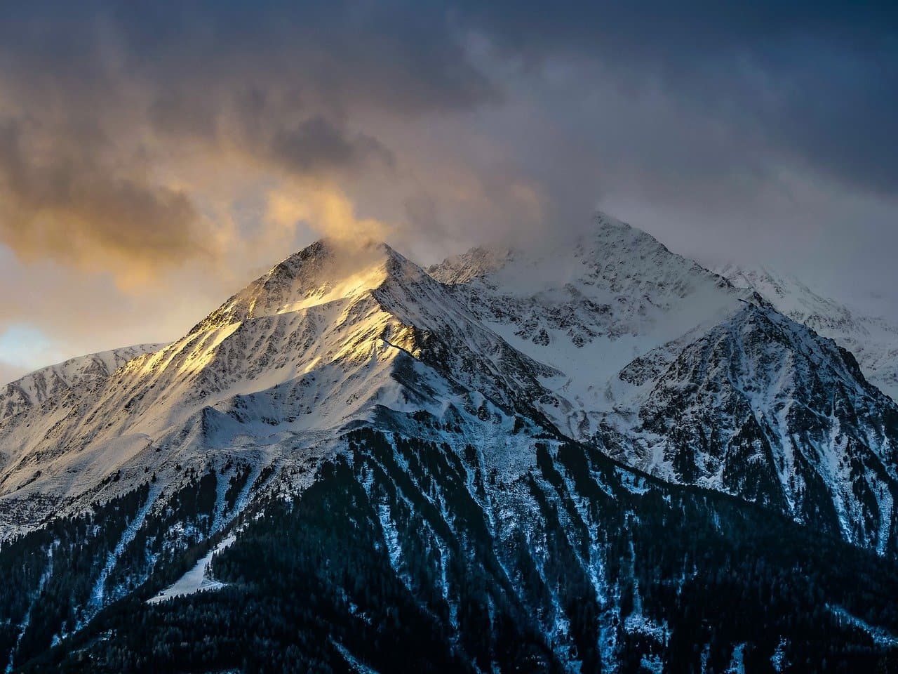 mountains, landscape painting, dawn, snowy, peak, nature, dawn over mountains, sun rays, winter landscape, natural beauty, mountain trekking, dramatic sky, alps, chill, fog, cold, white, stunning views, serenity [pid:10022633][dark]