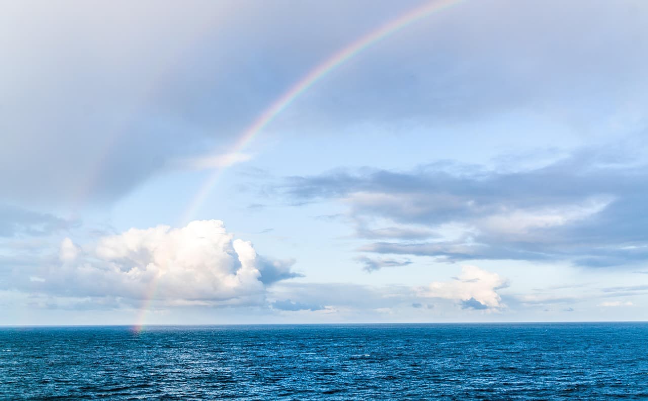 rainbow, nature, sea, clouds, seascape, ocean, outdoors, travel, exploration, destination [pid:4468783][light]