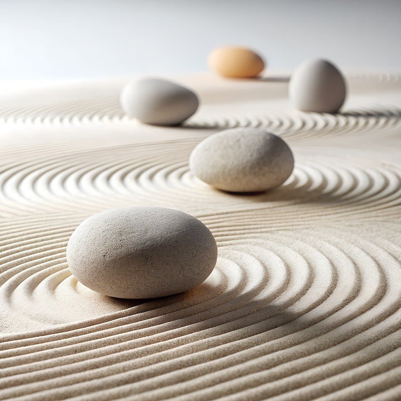 zen garden, stones, soft shadows, abstract, white background [pid:9670763][light]