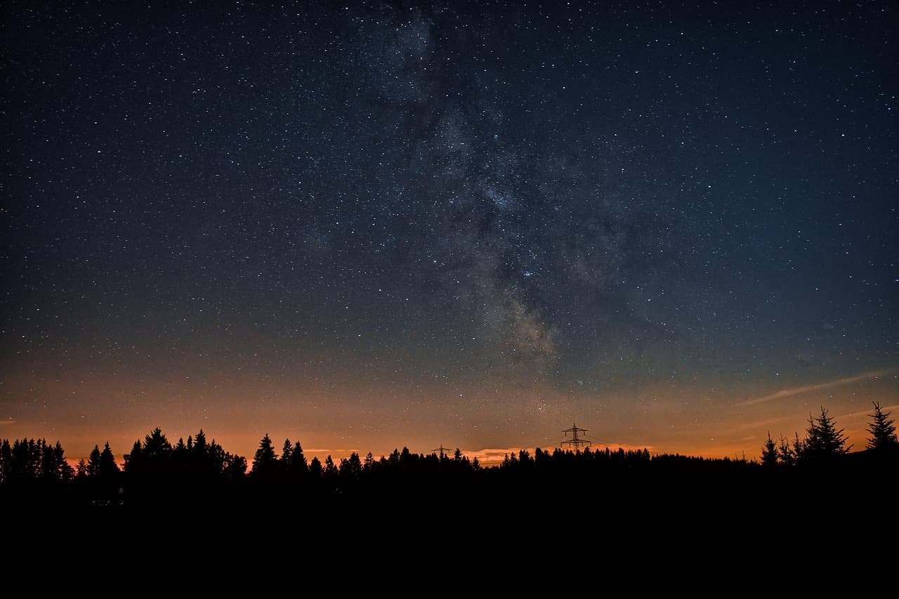 sky, milky way, nature, night sky, night, forest, outdoors, galaxy, stars [pid:6531540][dark]
