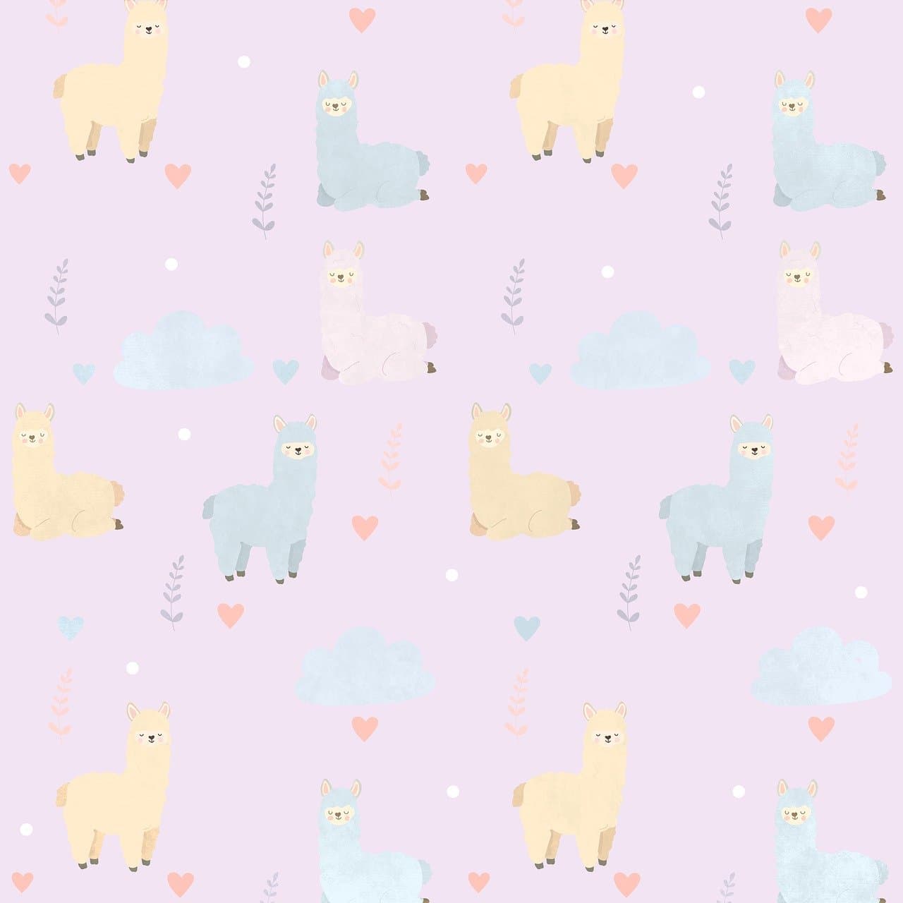 boho, bohemian, background, drawing, beautiful wallpaper, cute, nursery, animals, nature, pattern, wool, alpaca, lama, cattle, sweet [pid:10099100][light]
