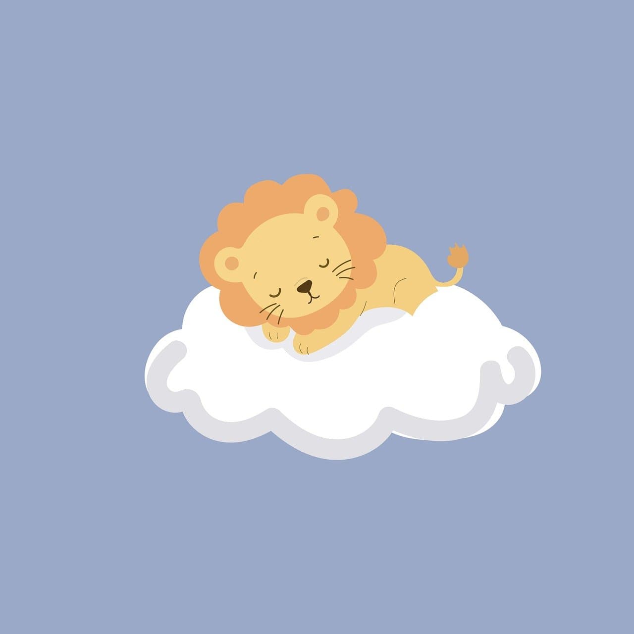 lion, air, clouds, nature, animal, little lion, nursery, drawing, sleep, beautiful wallpaper, background [pid:10094268][light]