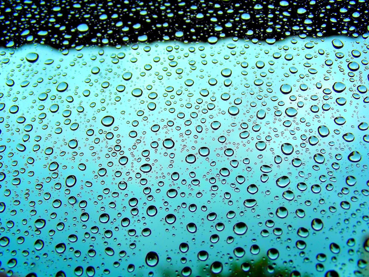 drops, window, view, raindrops, blue, water-drop, wet, detailed, rain, rainy weather, water, nature, drop [pid:570788][light]