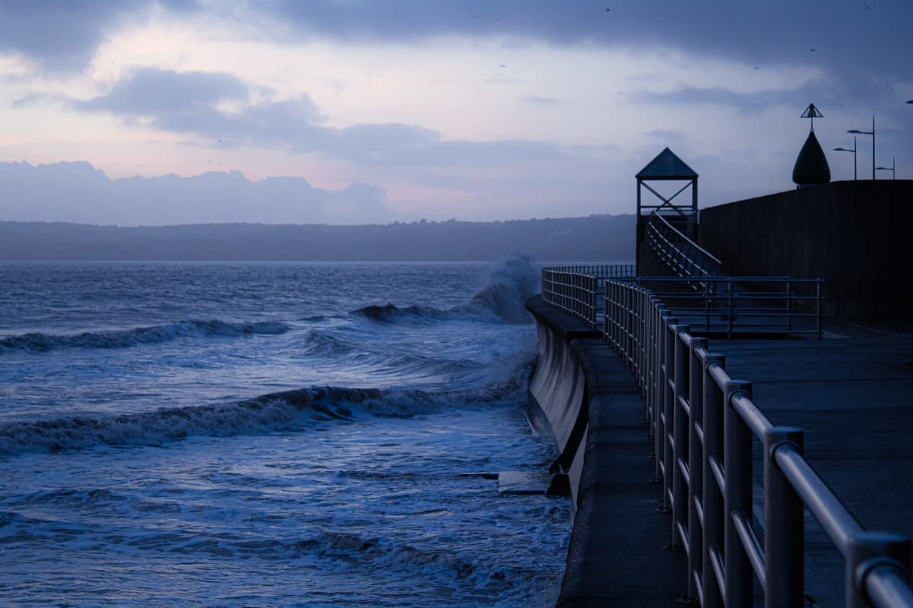 seascape, nature, sea, sea wall, waves, dock [pid:4730202][dark]