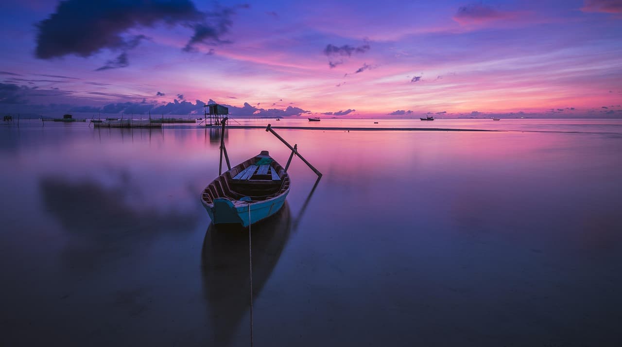 sunrise, boat, water, rowing boat, calm, tranquil, sea, phú quốc, ocean, sky, sunset, dusk, twilight, dawn, calm waters, vietnam, nature, reflection, morning, boat, boat, boat, boat, boat, calm, calm, calm, sunset, sunset [pid:1014713][dark]