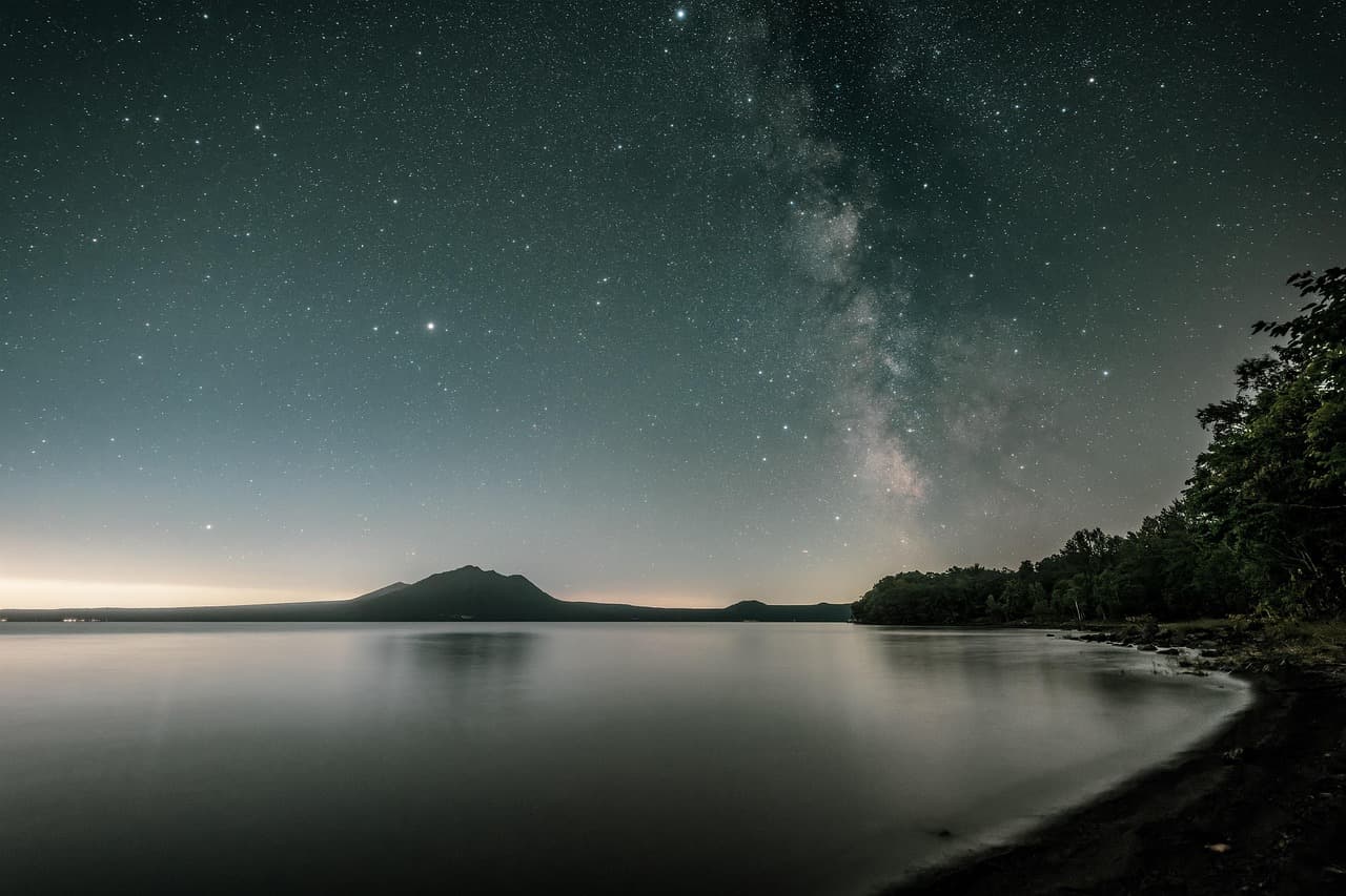 night view, nature, starry sky, milky way, lake, outdoors [pid:8306605][dark]