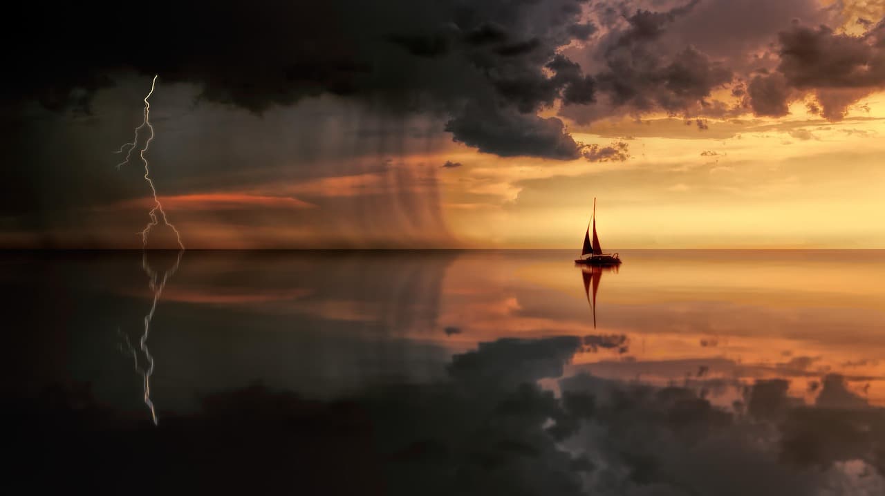 sunset, nature, waters, dusk, dawn, ocean, thunderstorm, flash, sea, sailing boat, rain, calm, forward, water, mood, mirroring, quiet, rest, boat, nature wallpaper, brown nature, brown water, brown rain, brown sunset, brown sea, brown ocean, brown wallpaper, brown calm, brown boat, brown mirror, brown natural, rain, rain, rain, rain, rain, calm, boat [pid:3087790][dark]