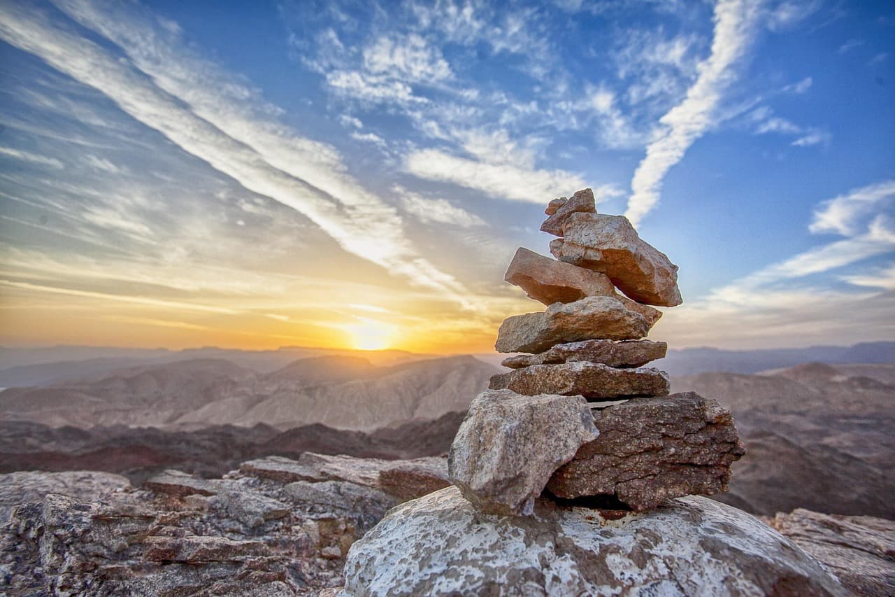 rocks, balance, sunset, mountain, top, peak, summit, rocky, balancing, stones, mountain view, dusk, twilight, landscape, scenic, sky, nature, rocks, balance, sunset, mountain, mountain, mountain, mountain, mountain [pid:1757593][light]