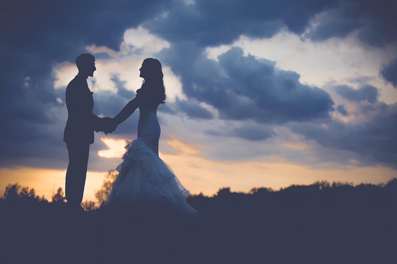 couple, wedding, dawn, dusk, nature, love, man, outdoors, people, silhouette, sky, sunrise, sunset, together, blue love, blue sky, blue sunset, blue sunrise, blue wedding, blue together [pid:1850073][dark]