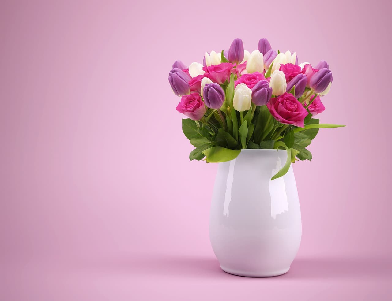 bouquet, vase, nature, flowers, flowerpot, flower background, tulips, colorful, pink, thank you, pink flower, flower wallpaper, beautiful flowers, pink color [pid:3175315][light]