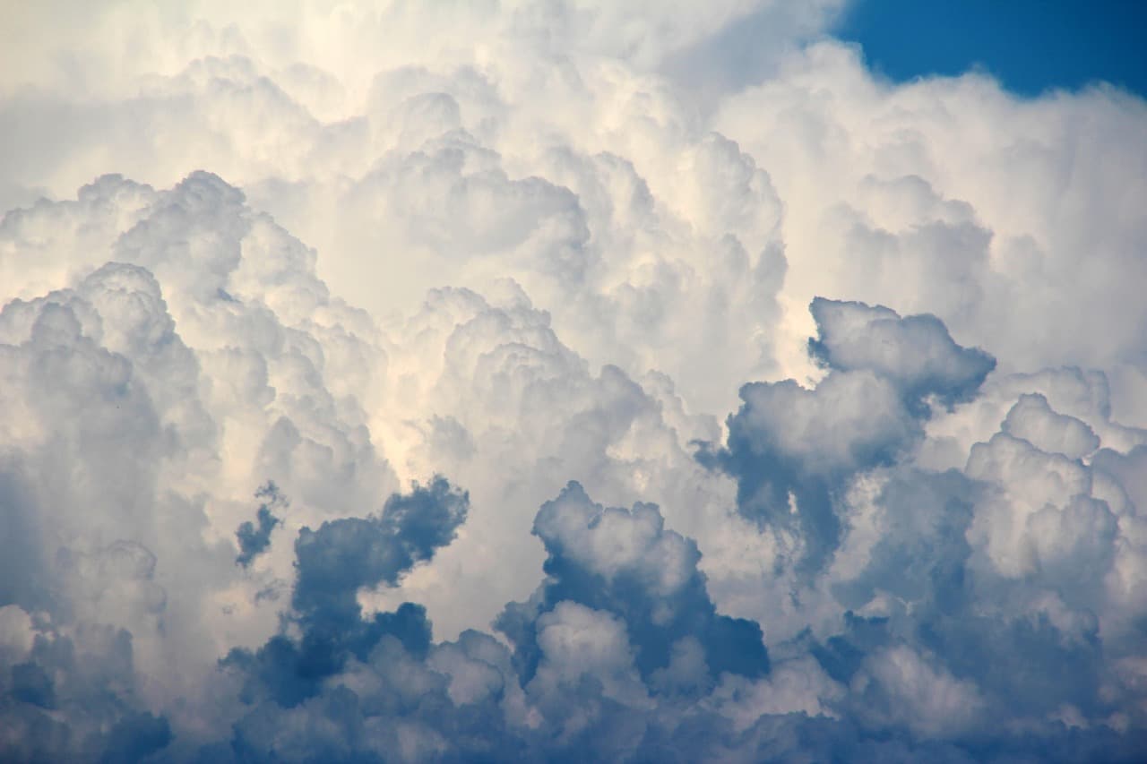 clouds, sky, atmosphere, weather, cloudy, cloudy sky, fluffy clouds, white clouds, cloudscape, skyscape, meteorology, nature, cumulus, cumulus clouds [pid:1473311][light]