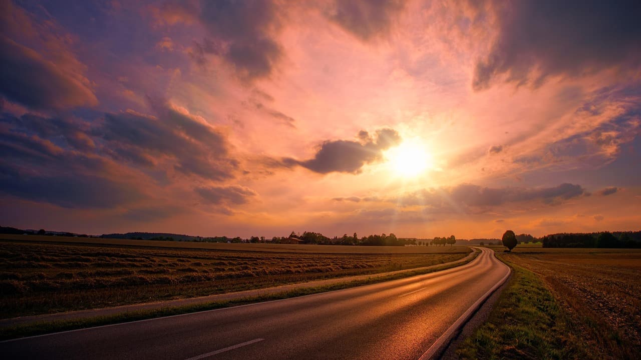 nature, sunset, road, heaven, sun, fields, panorama, clouds, dusk, dawn, landscape, sunrise, grass, mood, backlighting, rural, morning sky, silhouettes, road, road, road, road, road, heaven, sunrise [pid:3348129][dark]