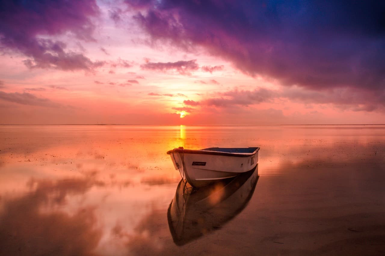 beach, boat, dawn, dusk, nature, ocean, outdoors, reflection, sea, seascape, sky, sun, sunrise, sunset, water, beach, boat, boat, boat, boat, boat, sunrise [pid:1845810][dark]
