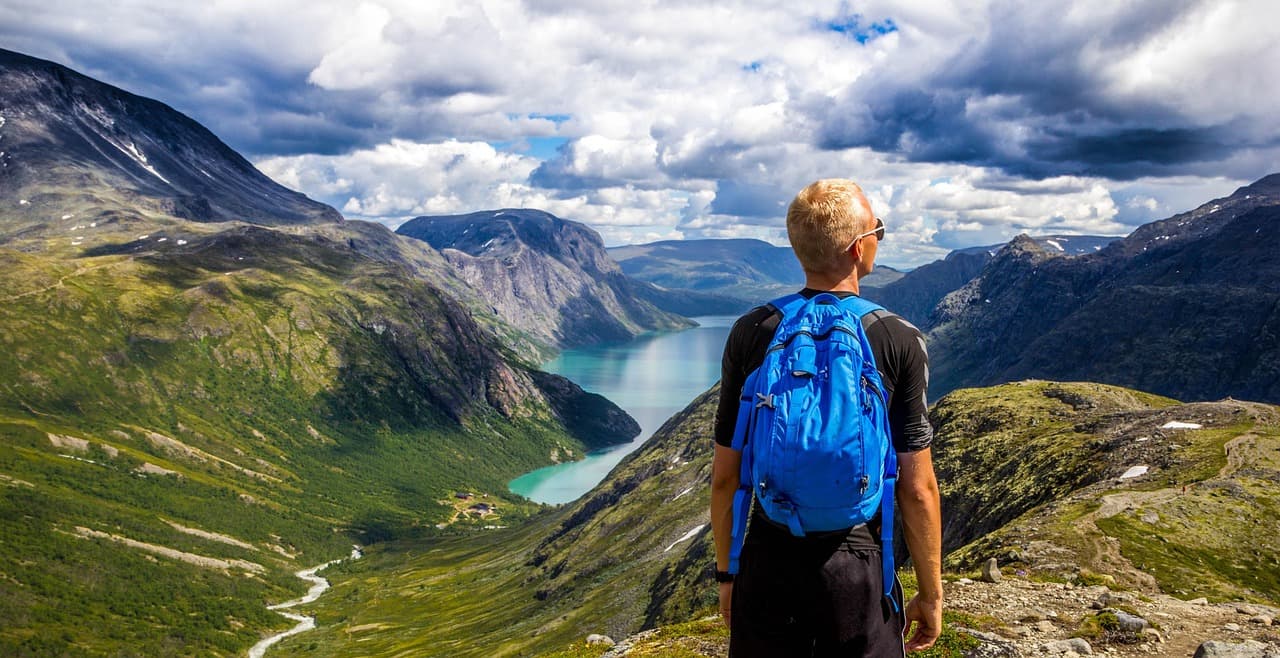 backpacker, mountains, panorama, viewpoint, backpacking, hiker, hiking, mountain ranges, valley, mountain valley, lake, mountain lake, landscape, nature, norway, outdoors, bessegen, man, hiking, hiking, hiking, hiking, hiking, norway, norway, norway, man, man [pid:772991][dark]