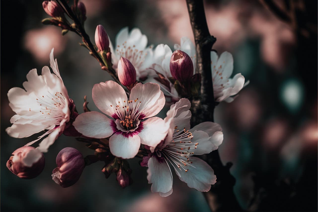 ai generated, flower, cherry blossom, sakura, flower wallpaper, beautiful flowers, blossom, branch, tree, pink, spring, plant, bloom, flowering, beauty, flower background, nature [pid:7718952][dark]