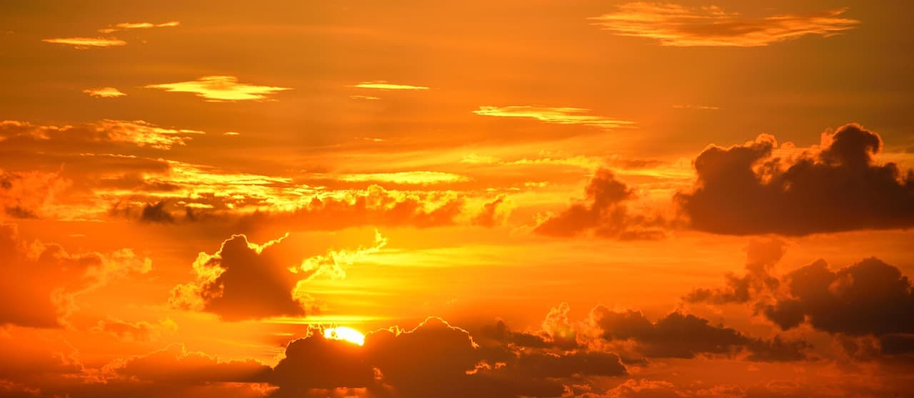 sun, sky, clouds, sunset, sunrise, dusk, dawn, twilight, nature, sunbeams, sunlight, sunrays, cloudscape, skyscape, atmosphere, orange, orange sky [pid:1617470][light]
