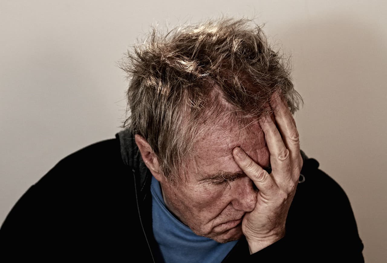 man, old, senior, suffering, despair, headache, adults, masculine, portrait, expression, burnout, exhaustion, exhausted, emotional, frustrated, sad, dissatisfied, man, headache, headache, sad, sad, sad, sad, sad [pid:513529]